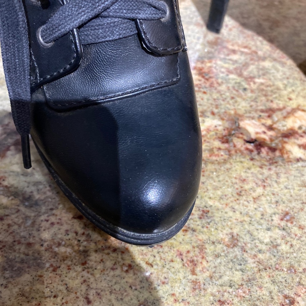 Nine West Womens Black  Leather Platform Boots 5" Heel Round Toe Size 6 - Picture 8 of 14